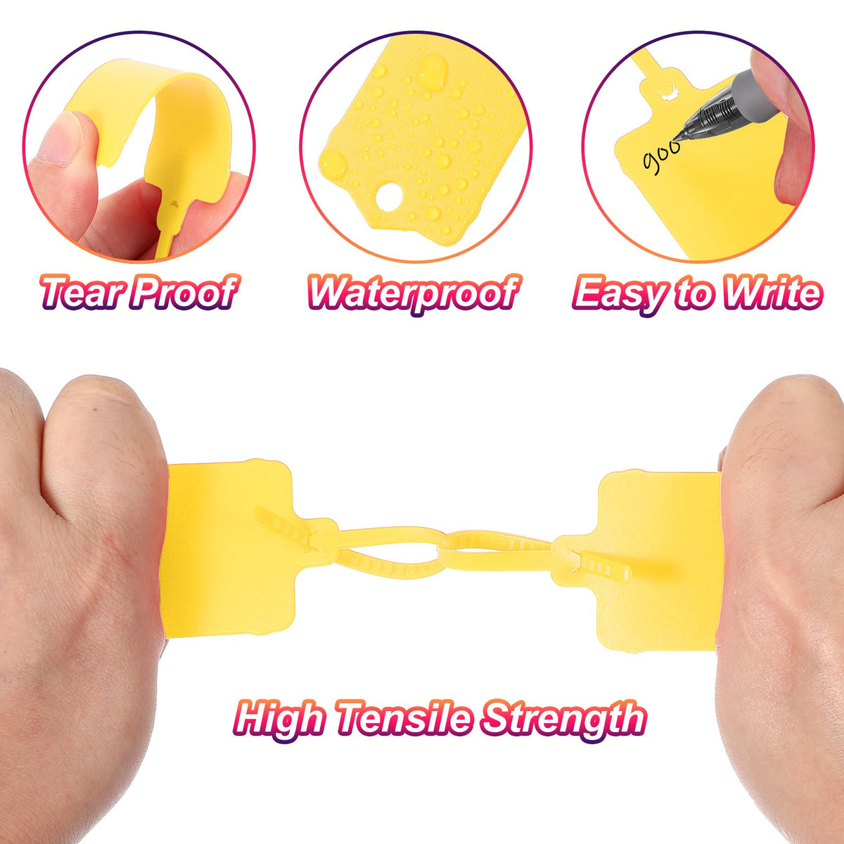 100Pcs Blank Waterproof Plastic Tags, Label Shipping Tag 2.48 x 1.46Inch
