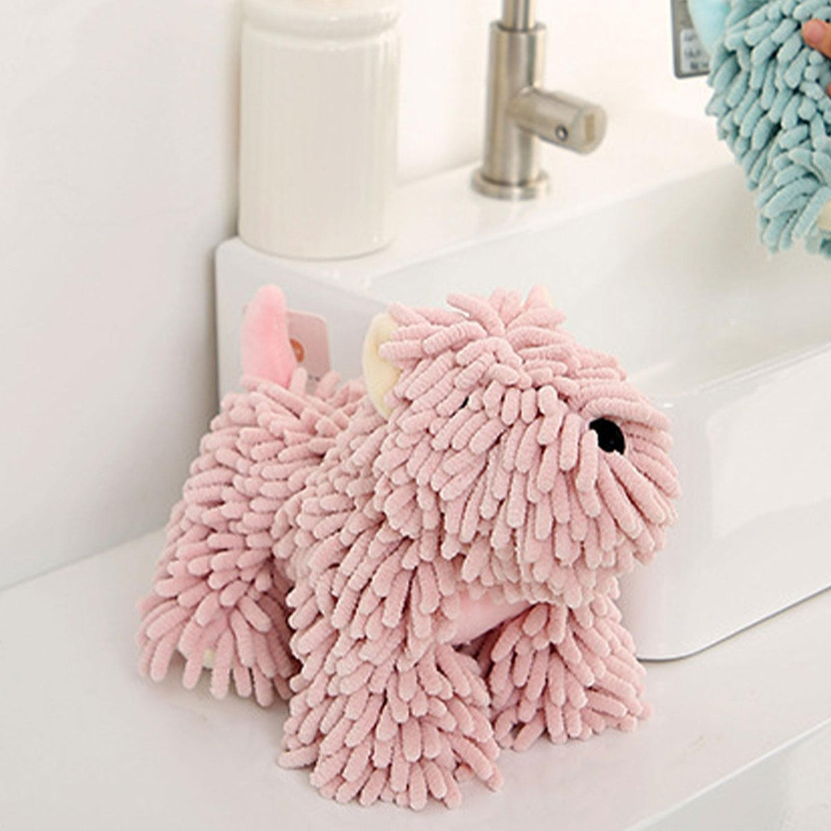 Chenille Hand Towel, Fluffy Ball, Household Accessory, Puppy Shaped, Soft,