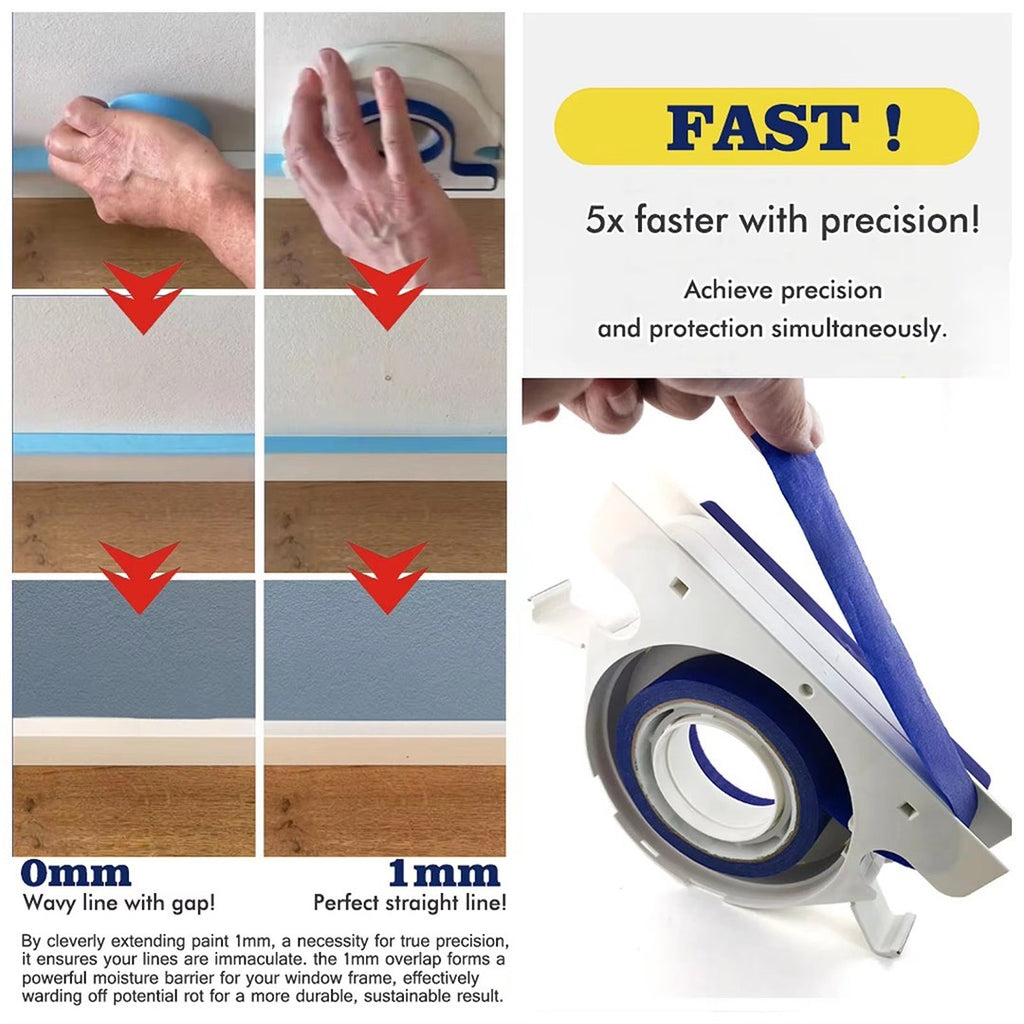 Masking Paint Tape Applicator Set, 25mm Width Blue Painter Tape Dispenser Tool