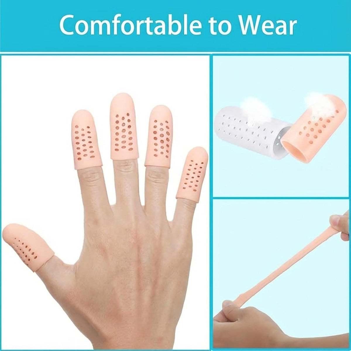 10pcs Gel Finger Cots - Breathable Silicone Finger Protectors with Hole