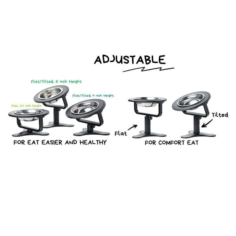 Elevated Dogs Bowl Large Size Height Adjustable Non-Slip Raised Metal Stands UK