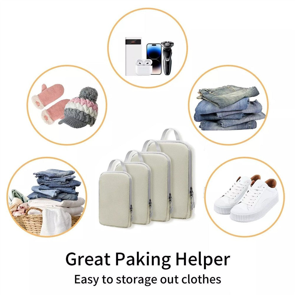 4Pcs Compression Bags Organiser Suitcases Packing Cubes Storage Luggage Travel
