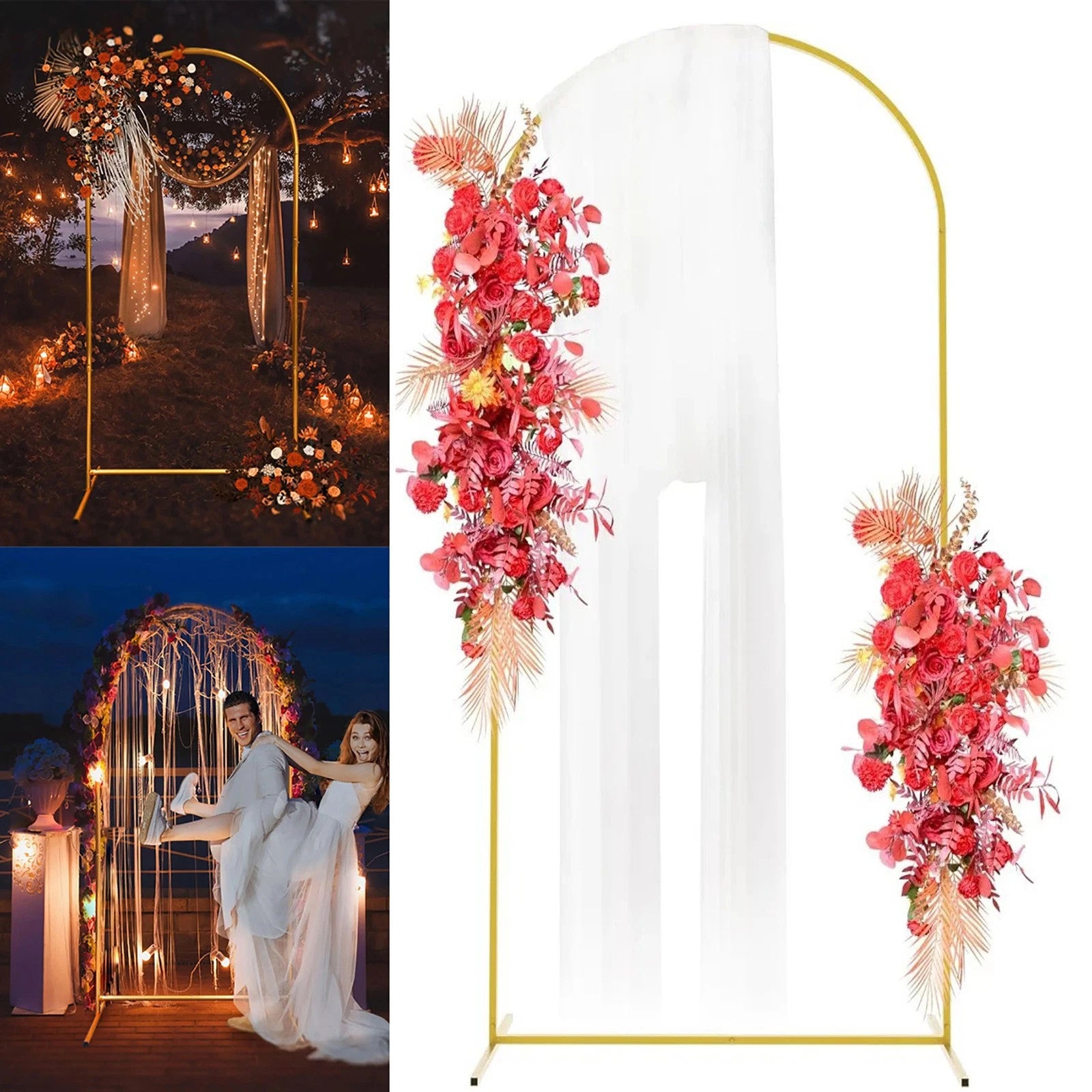 6.6FT Metal Wedding Arch Backdrop Stand Doorway Flower Frame Party Event Decor