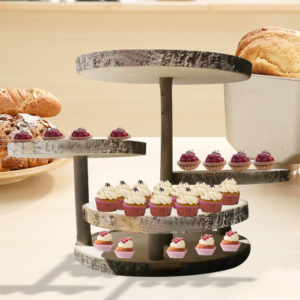 Wood Rustic Cake Stand Decor Display Holder For Wedding Party O8R V0K5