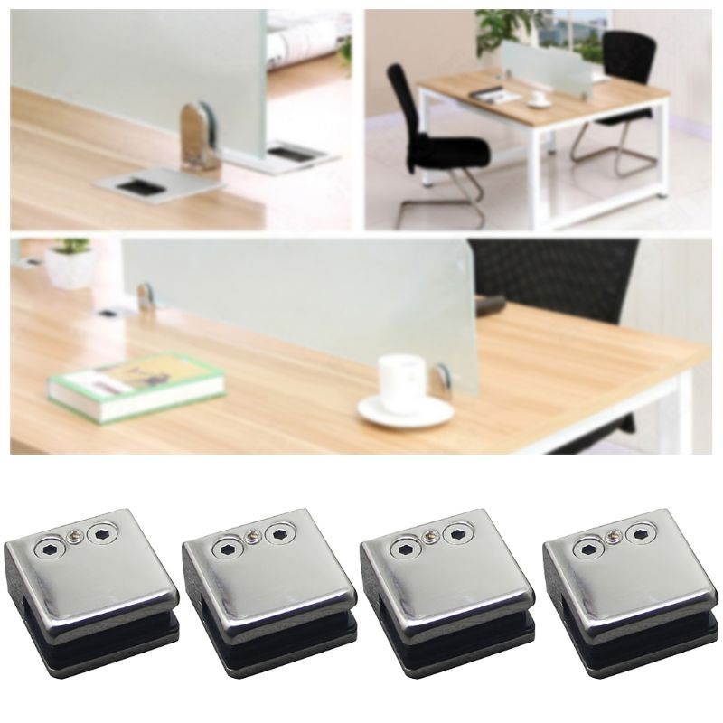 4PCS Stainless Steel Glass Clamps Adjustable 8-10MM Square Glass Clamp