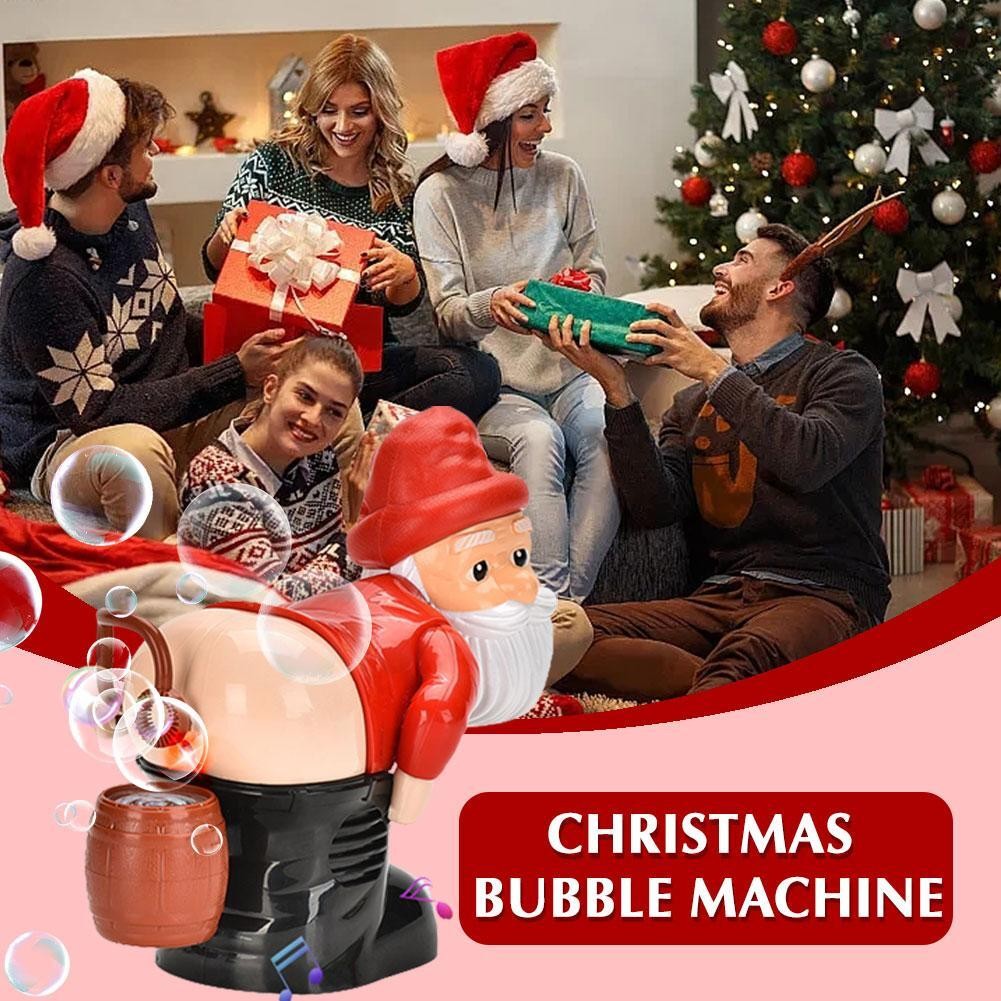Christmas Bubble Blowing Machine From Santa Claus Butt Funny Props Xmas