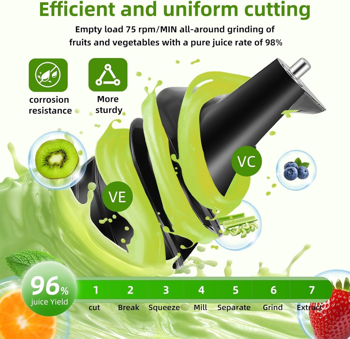 Cold Press Slow Juicer Squeezer Electric Juicer Machine Slag Juice Separator UK
