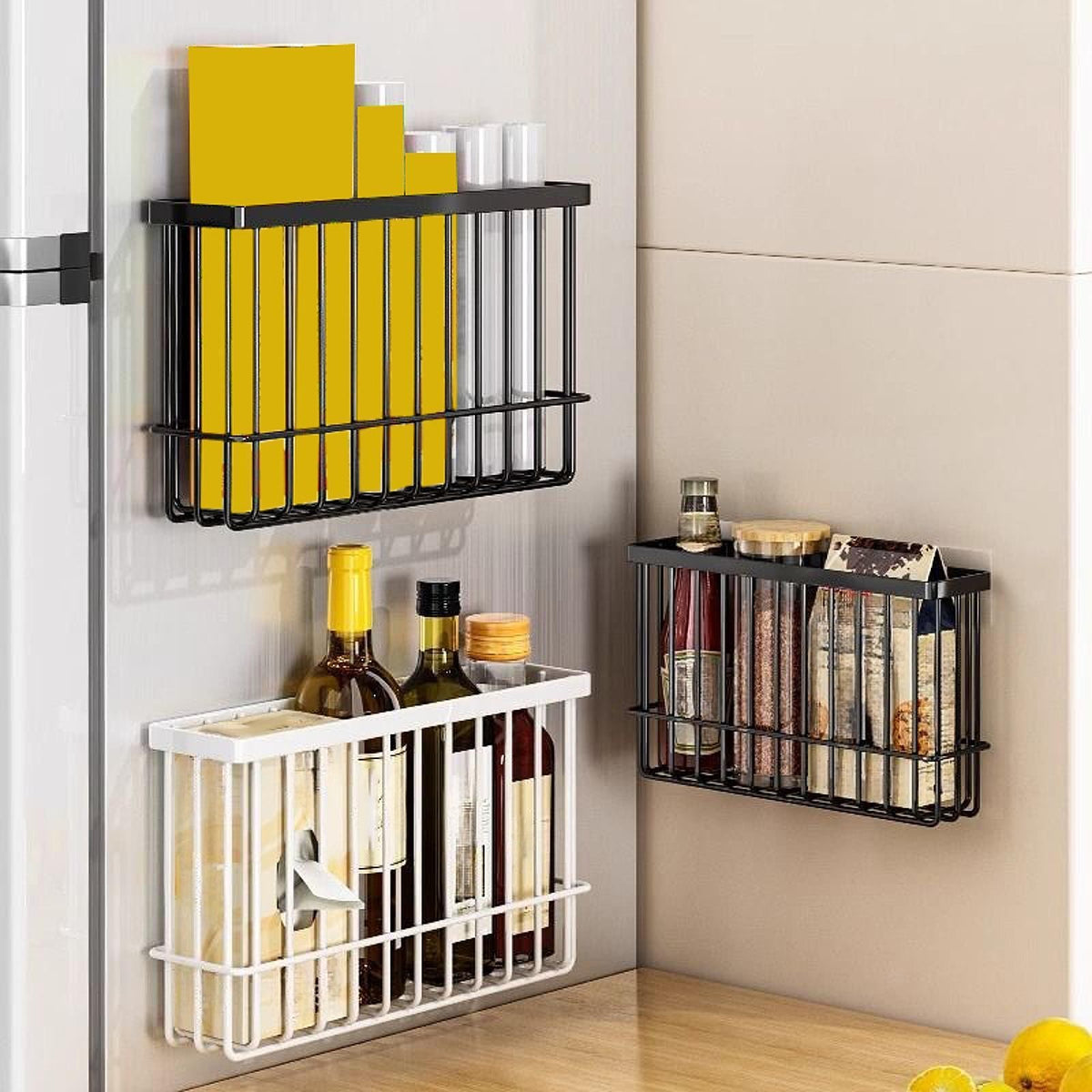 Iron Hanging Wire Basket Wire Storage Bin Kitchen Cabinet Door Storage Box for
