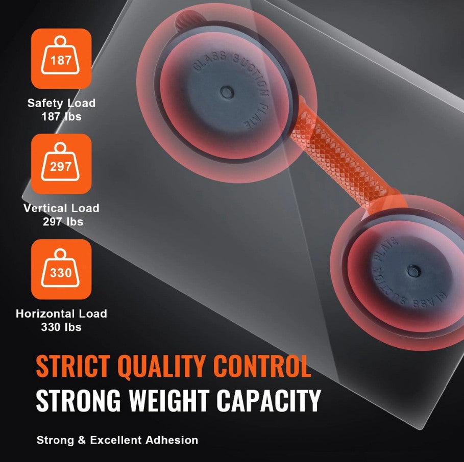 2X Double Suction Cup Vacuum Glass Lifter 70 Kg Capacity