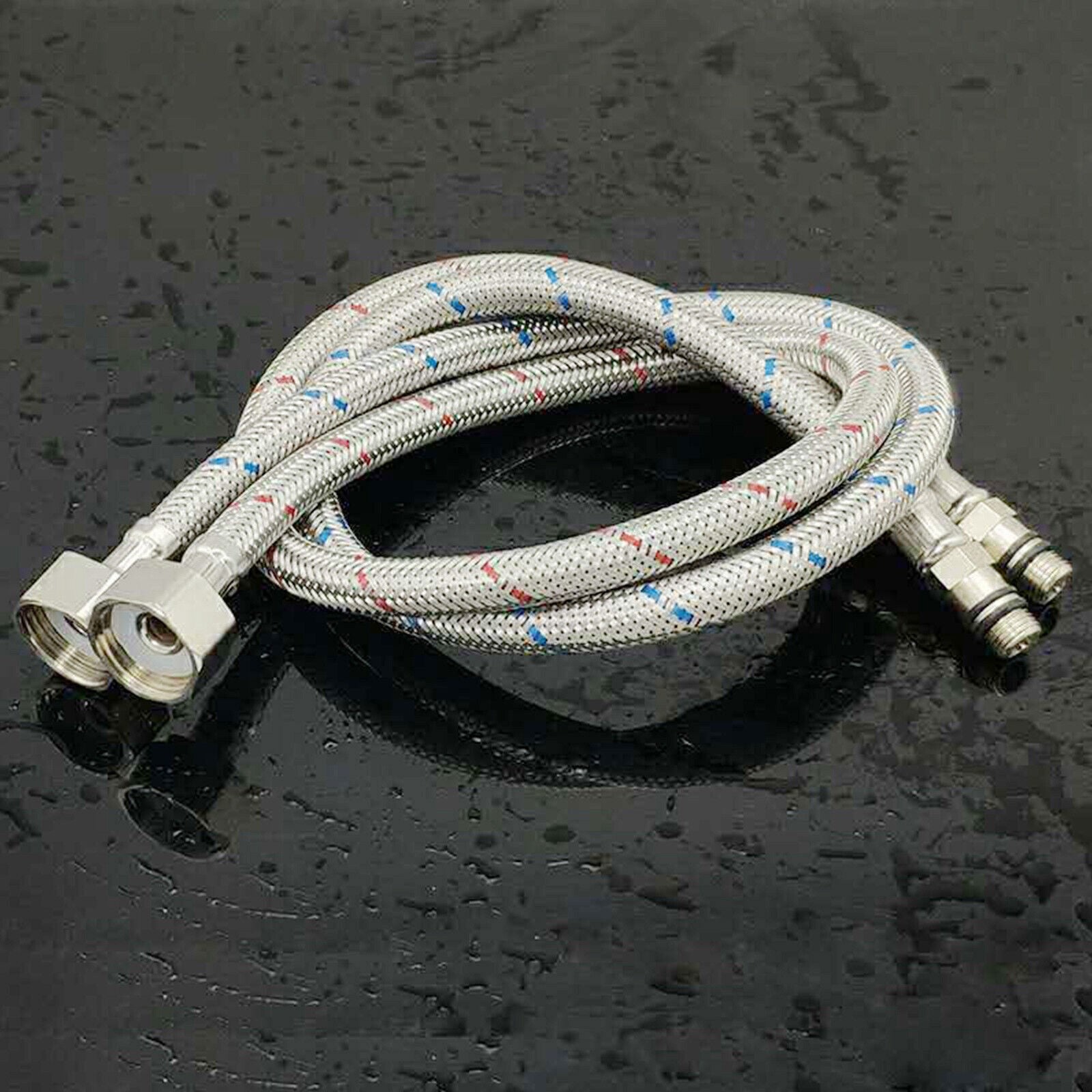 Chrome Caravan Shower Mixer Tap Outlet 1/2" with 800mm Push Fit Tails Campervan