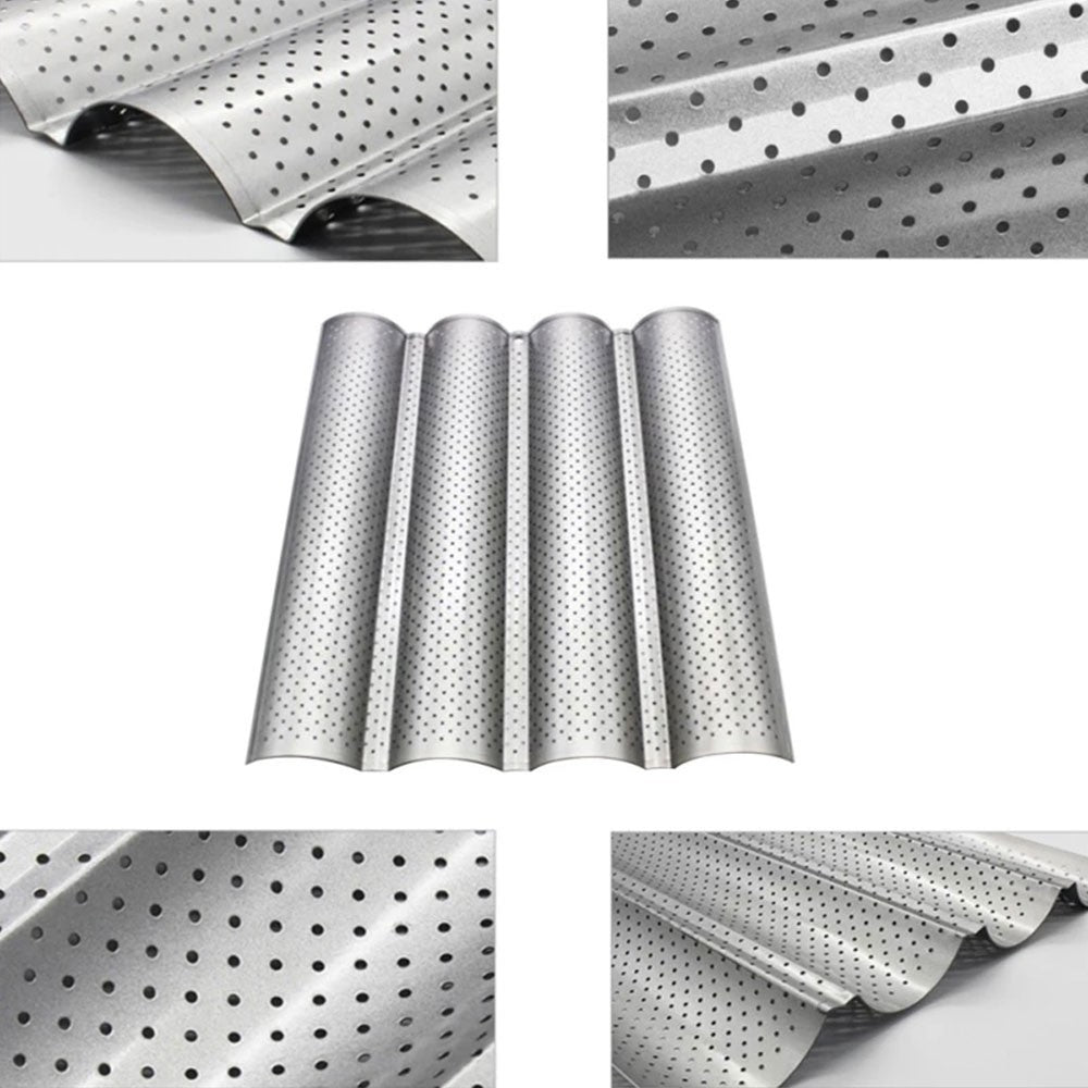 4 Wave Baguette Baking Tray Bread Mold French Loaf Tin Non-Stick Cake Plate Tool