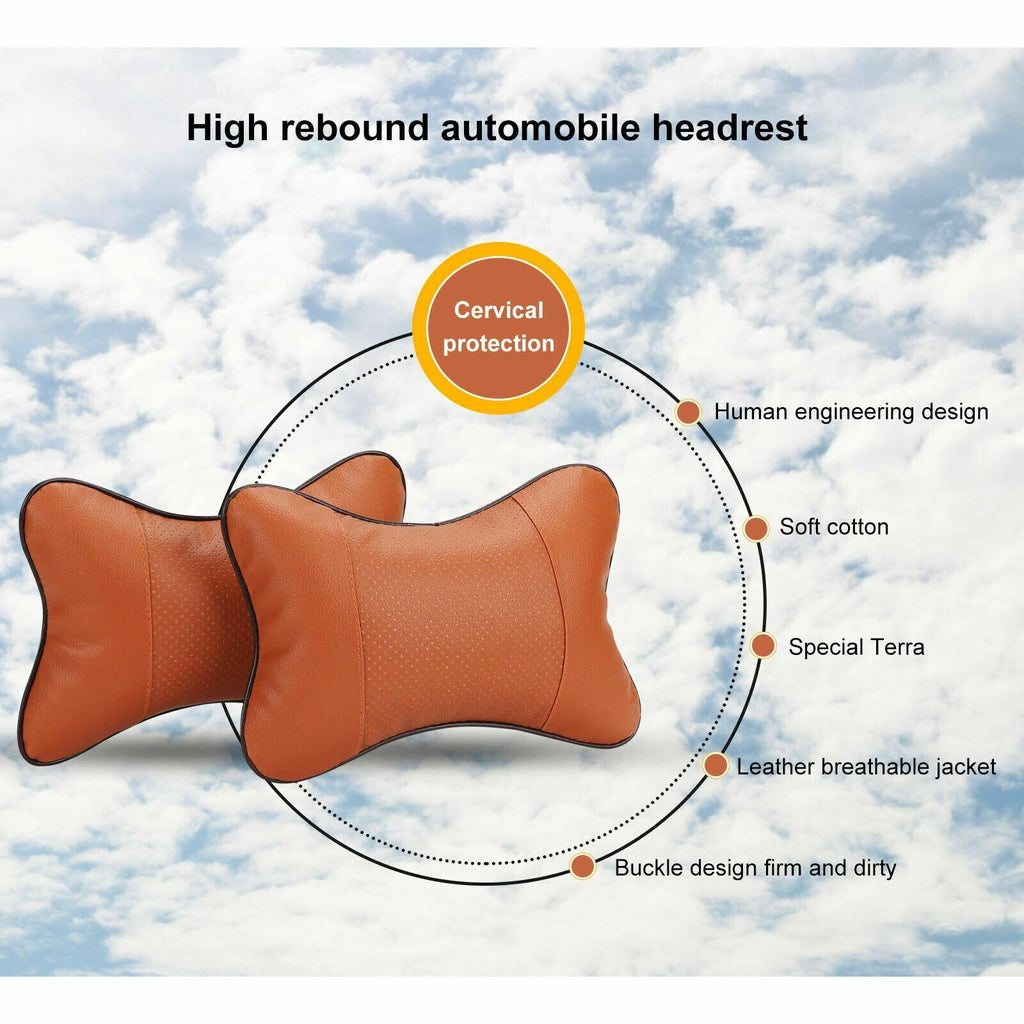 2PCS Car Seat Head Neck Rest Relieve Cushion Chair Supports Auto Pillow Headrest