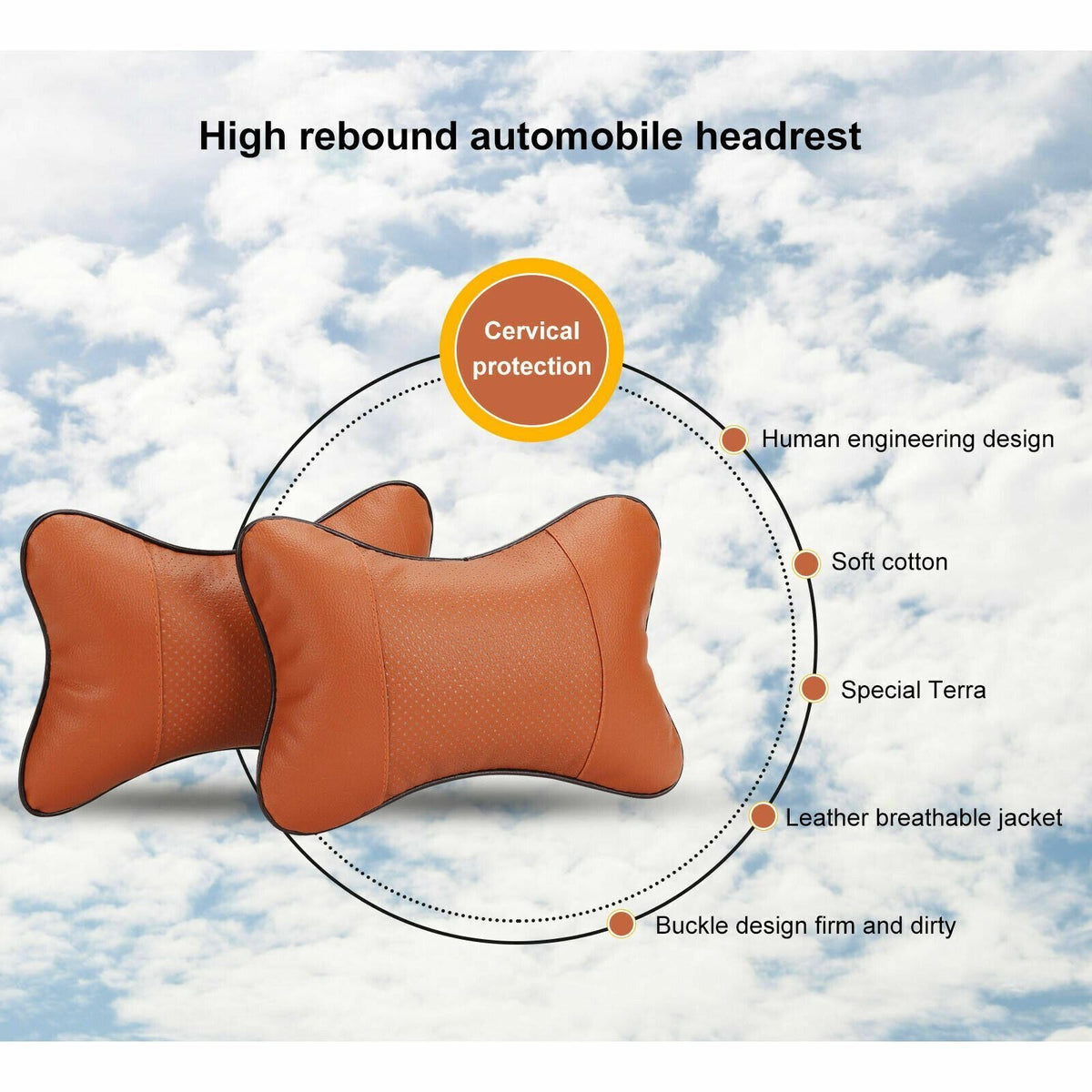 2PCS Car Seat Head Neck Rest Relieve Cushion Chair Supports Auto Pillow Headrest