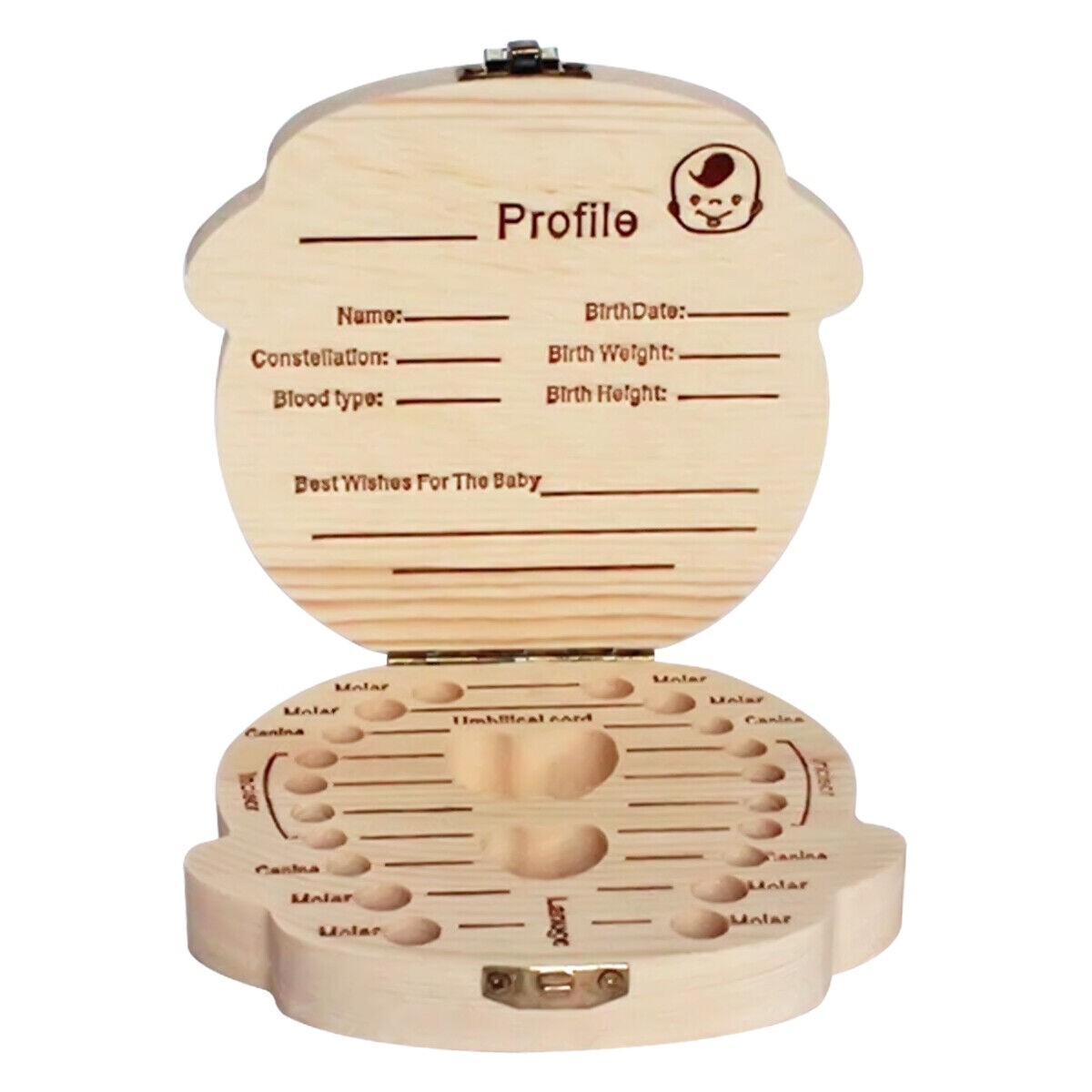 Baby Milk Teeth Keepsake Wooden Box Save Children Kids First Tooth Souvenir Gift