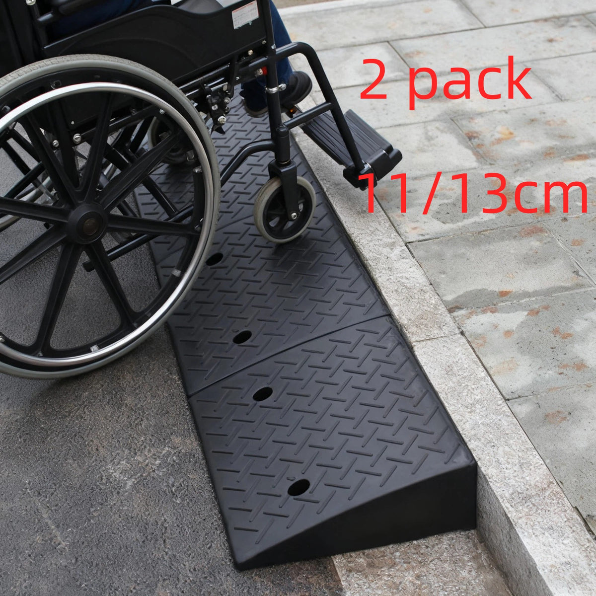 2PCS Durable Plastic Curb Ramps - Anti-Slip Access for Wheelchairs & Motorcycles