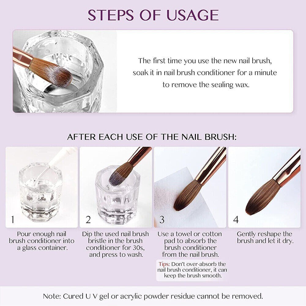 4Pcs/Set Kolinsky Sable Nail Art Brush Set Acrylic Brushe Powder Brushes