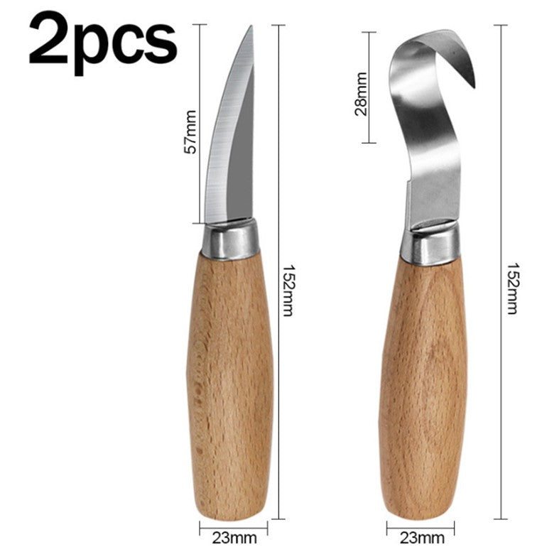 2pcs Wood Carving Knives Set for Spoon Carving Tools Hook Knife Professional