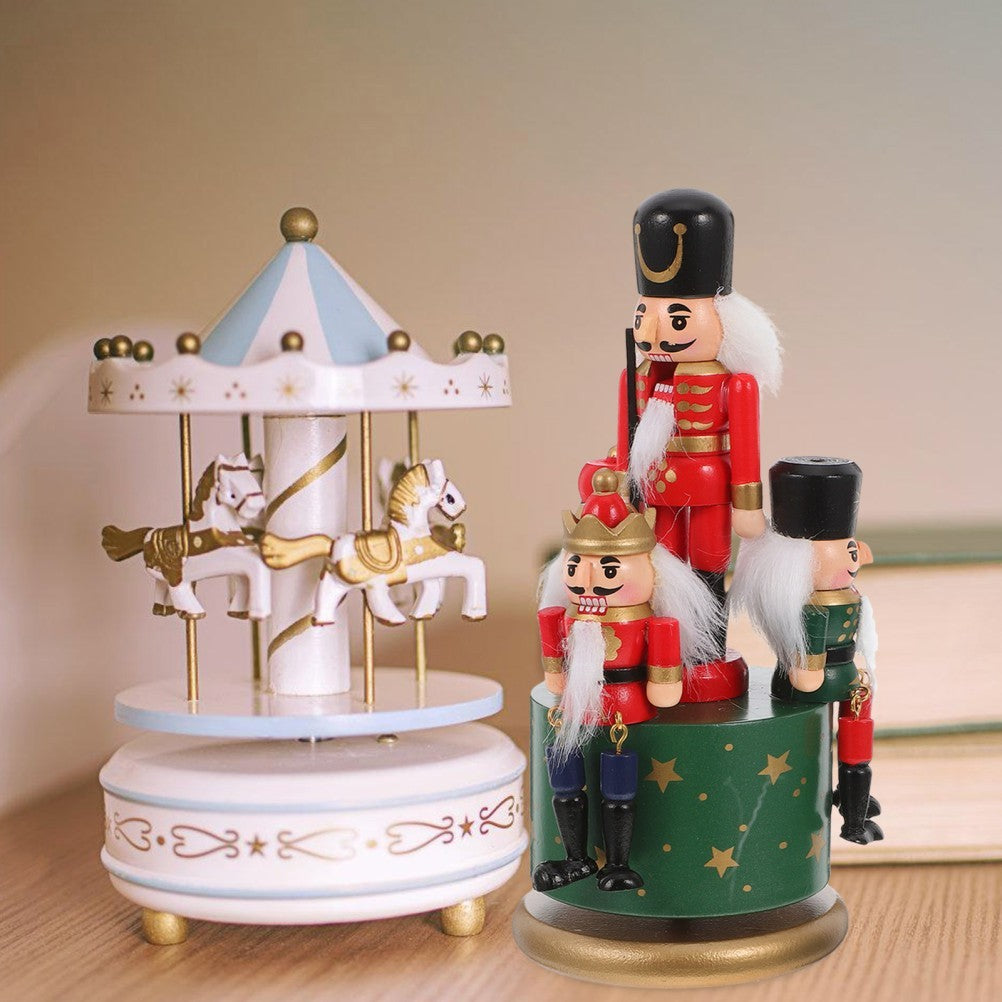 Nutcracker Themed Rotating Music Box Handmade Xmas Ornament Holiday Gift Decor