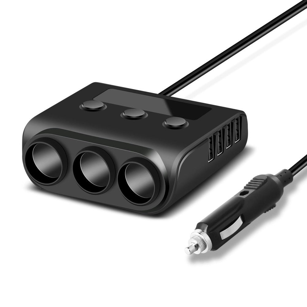 3 Way Cigarette Lighter Socket Splitter 12V 24V 4 USB Plug Multi Charger Adapter
