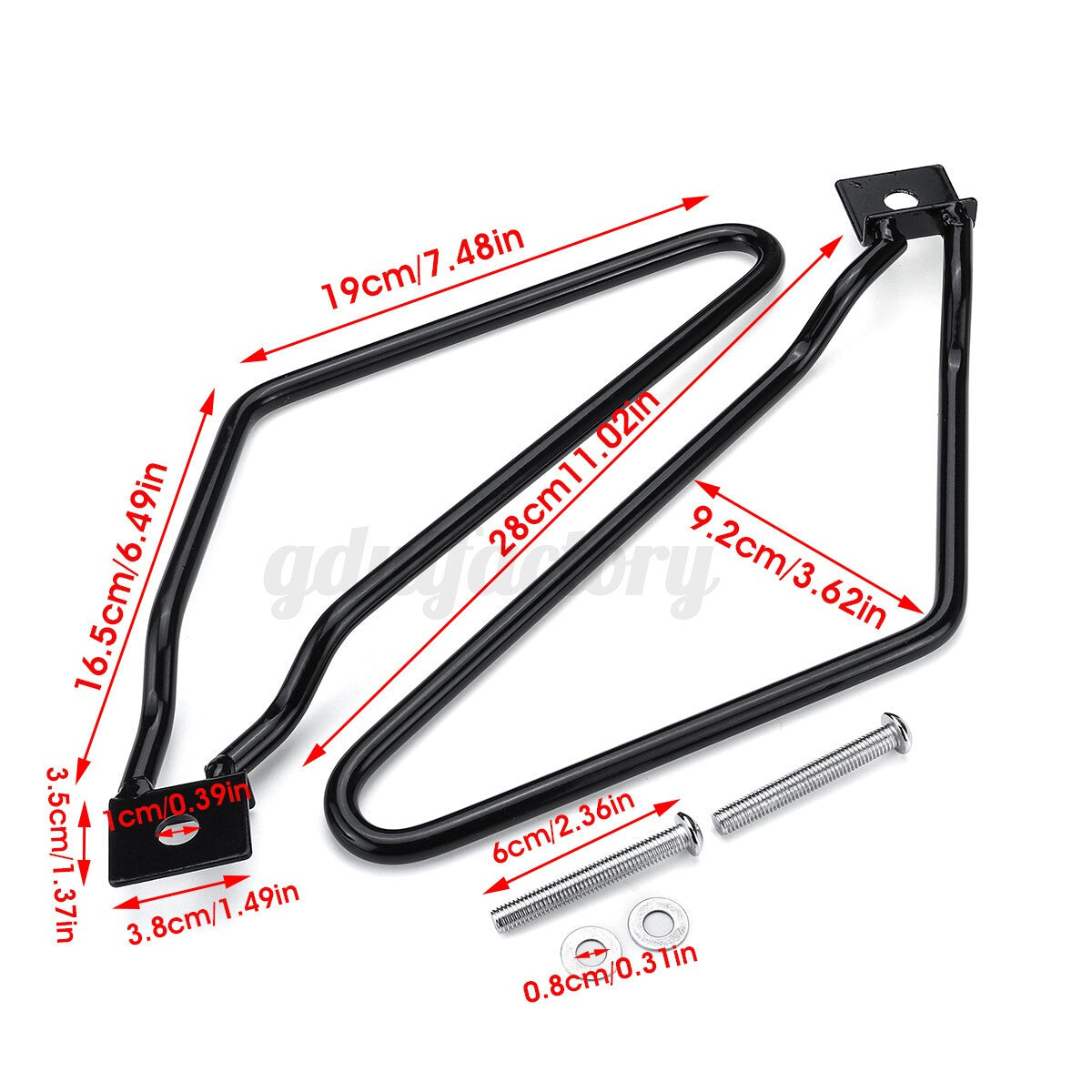 2pcs Black Universal Motorcycle Saddle Bag Support Bars Mount Bracket