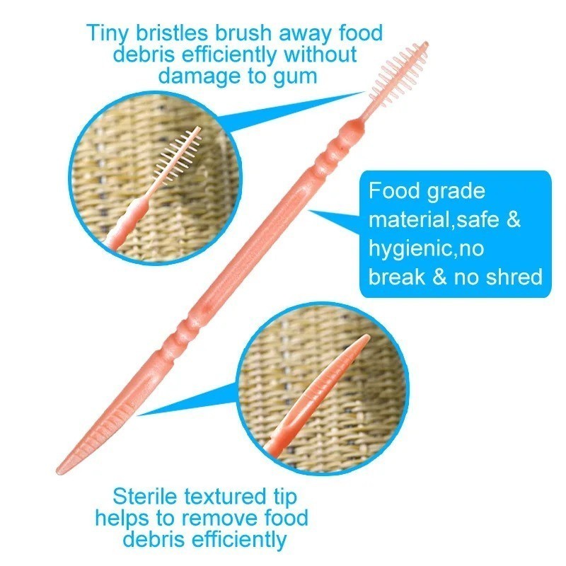 200x Interdental Floss Picks Toothpicks – Dental Teeth Cleaning Oral Care Brush