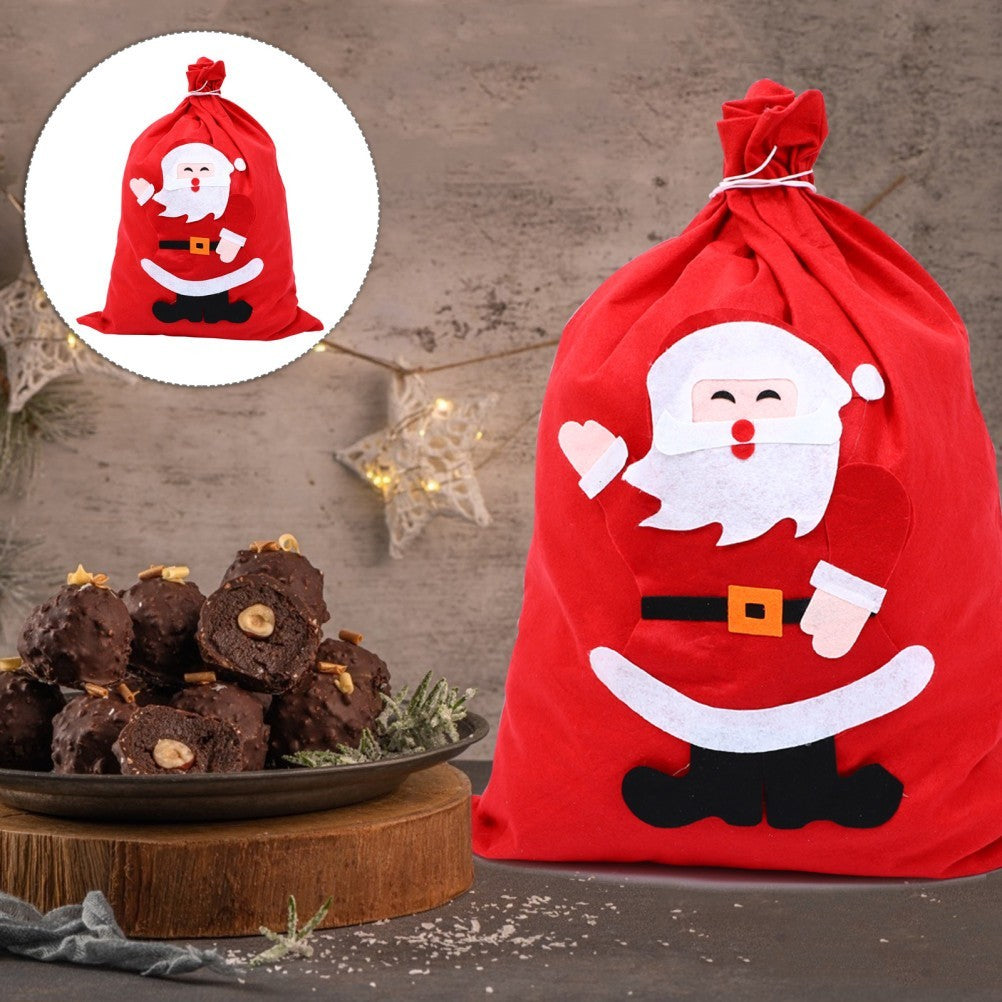 Santa Claus Christmas Gift Bag Reusable Drawstring Present Pouch Red