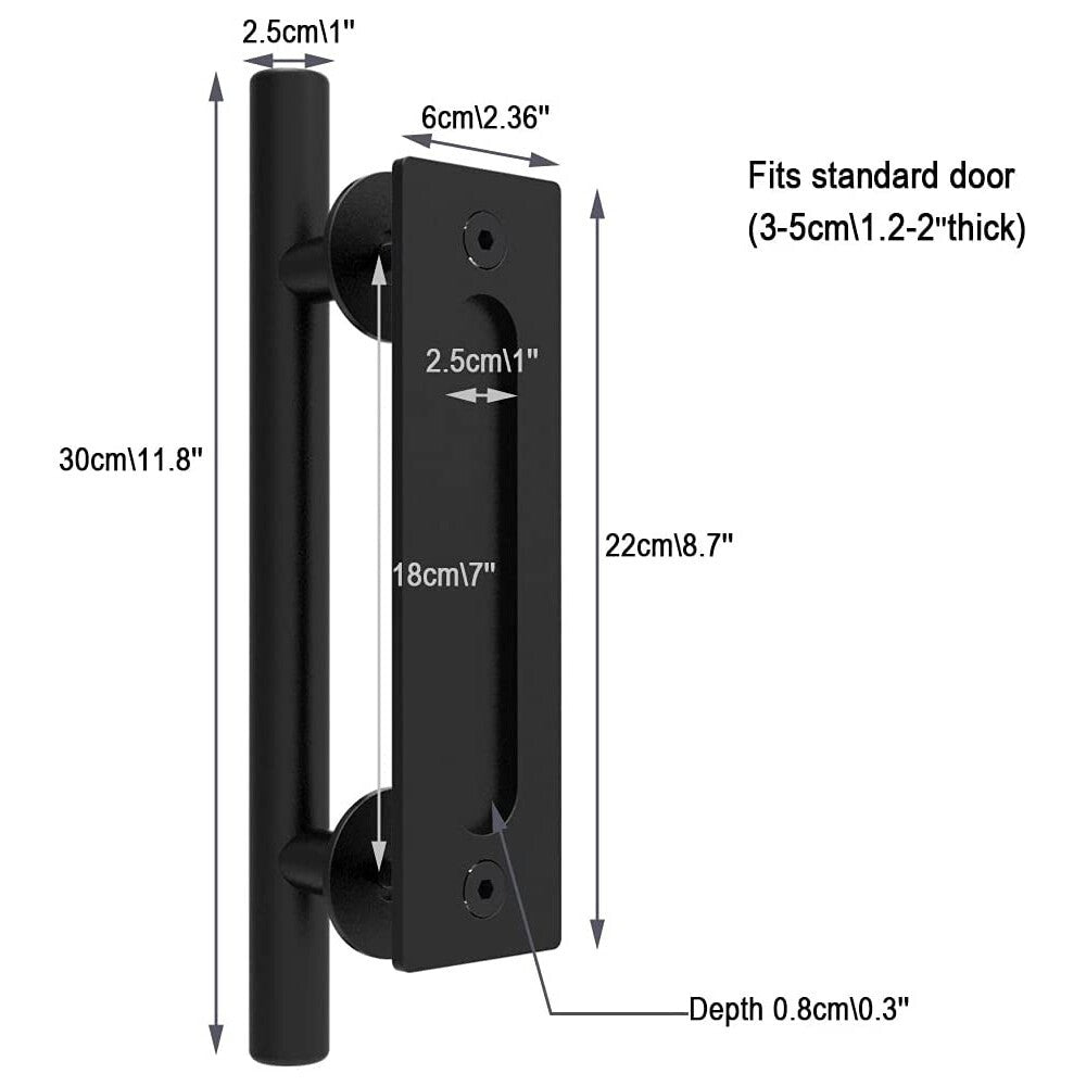 12" Sliding Barn Door Handle Sliding Door Handle Pull and Flush Gate Hardware