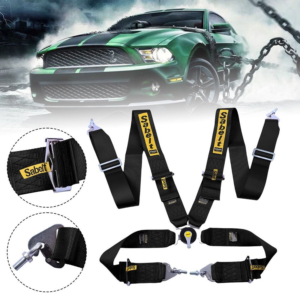 Universal Sabelt 4 Point Camlock Quick Release Racing Seat Belt Harness 3” Black