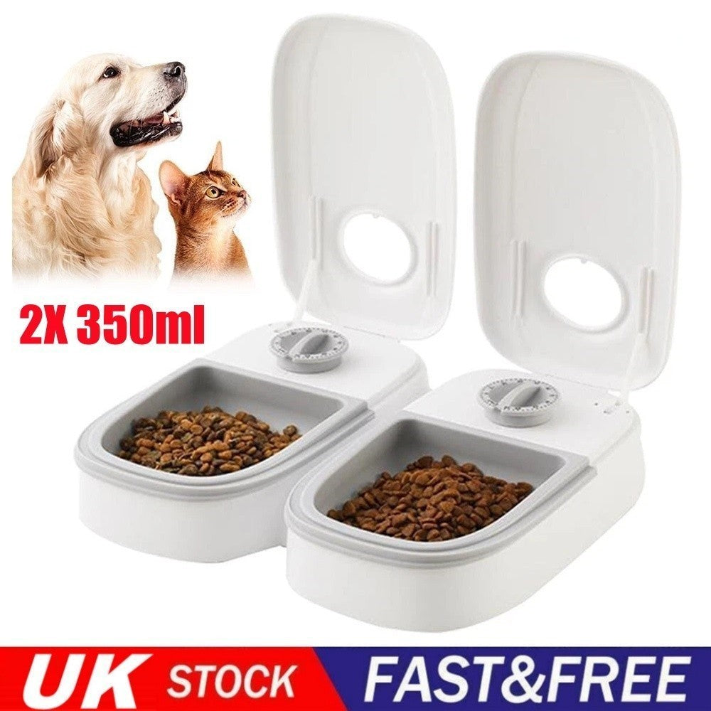 2Pcs Automatic Wet Pet Dog Cat Food Dispenser Cat Feeder Electronic Timed Dry