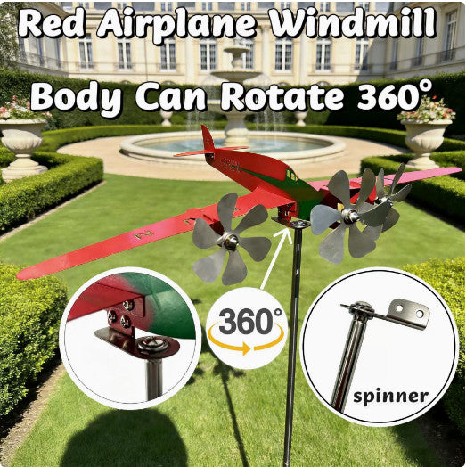 Compass Weather Vane Garden Decoration Airplane Wind Spinners Aircraft Windmill