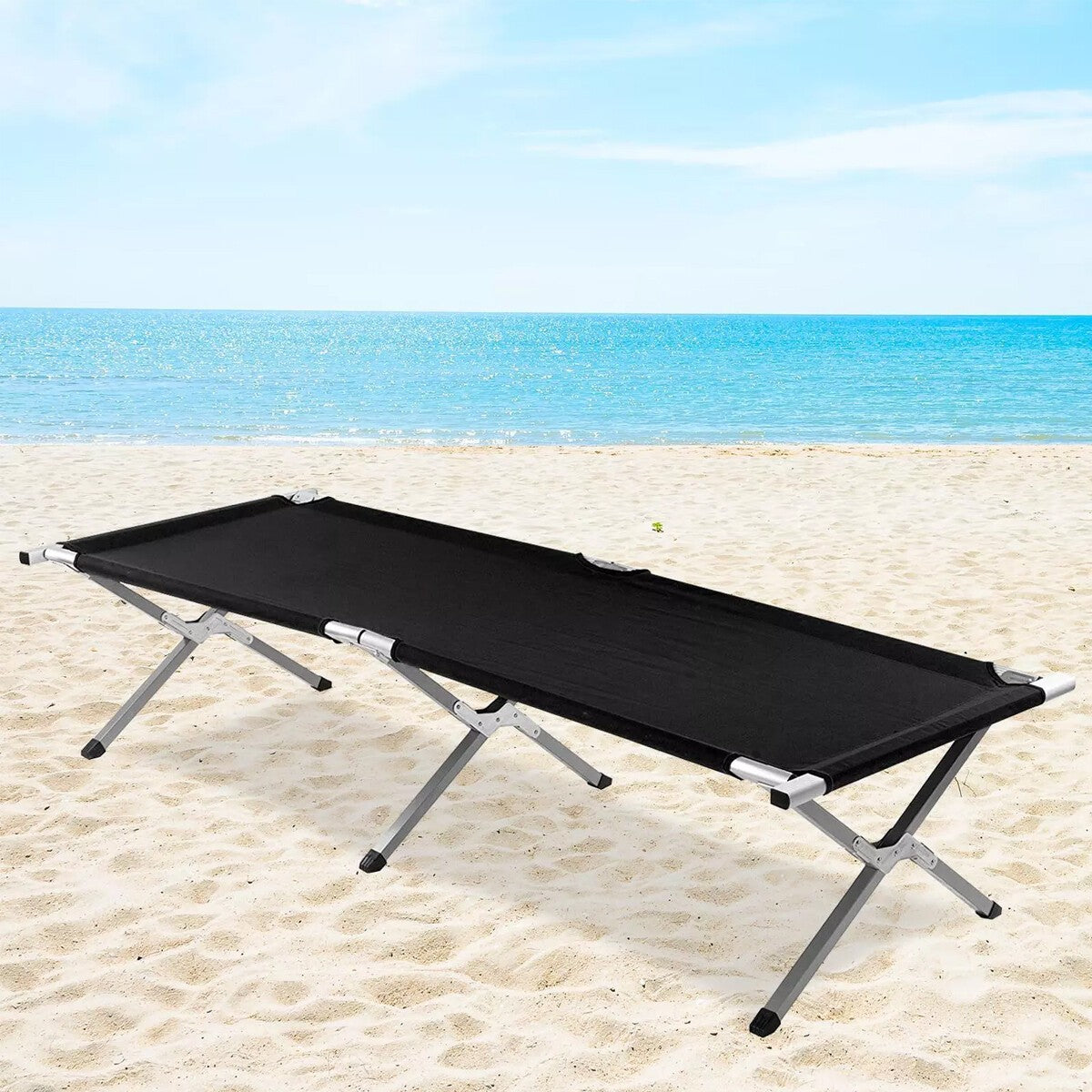 2026 New Outsunny Double Camping Folding Cot Outdoor Portable Sleeping Bed UK