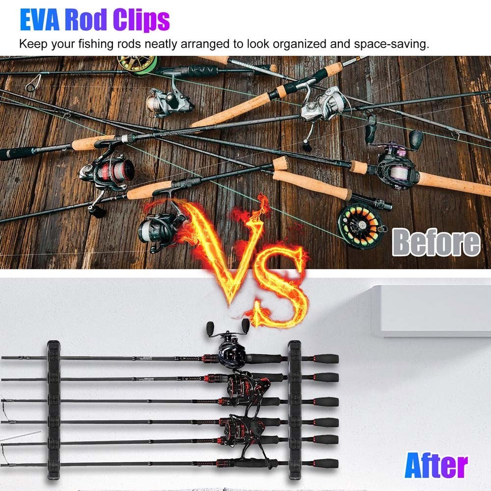 Fishing Rod Rack Vertical Holder Horizontal Wall Mount Boat Pole Stand Storage