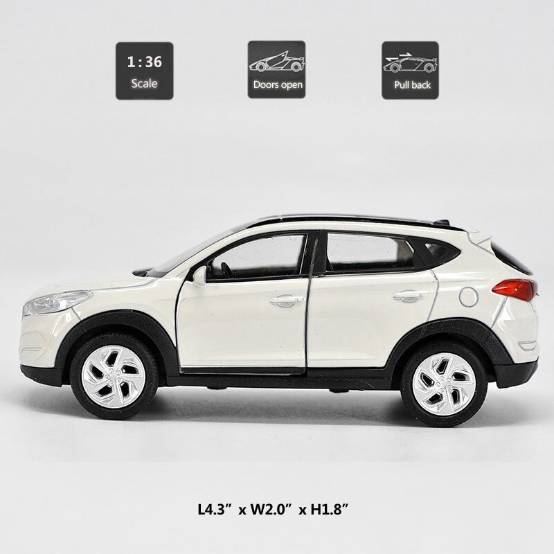1:36 Hyundai Tucson SUV Model Car Diecast Toy Cars Boys Toys Kids Gifts White