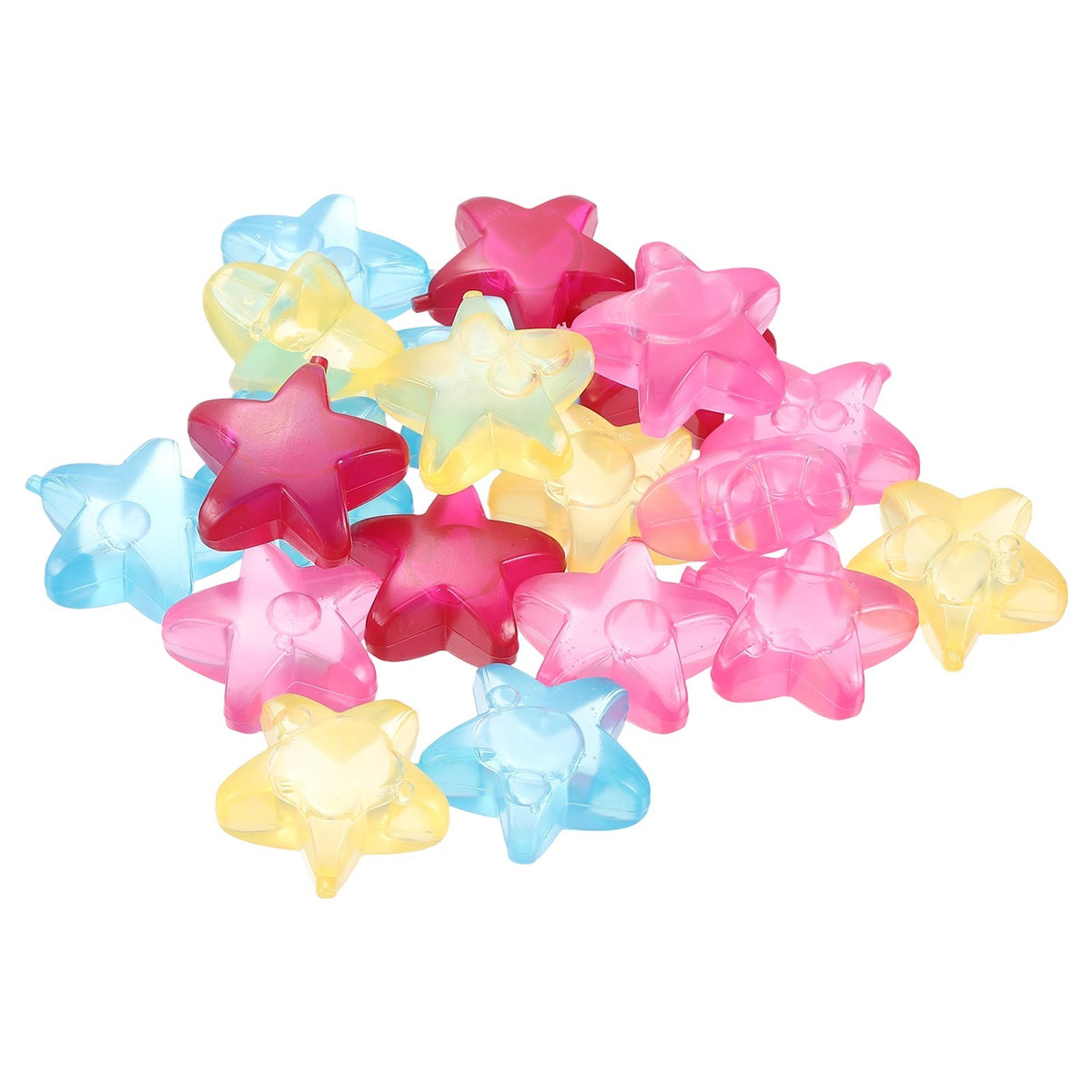 24 Pack Reusable Ice Cubes for Drinks, Red/Yellow/Blue/Pink Star