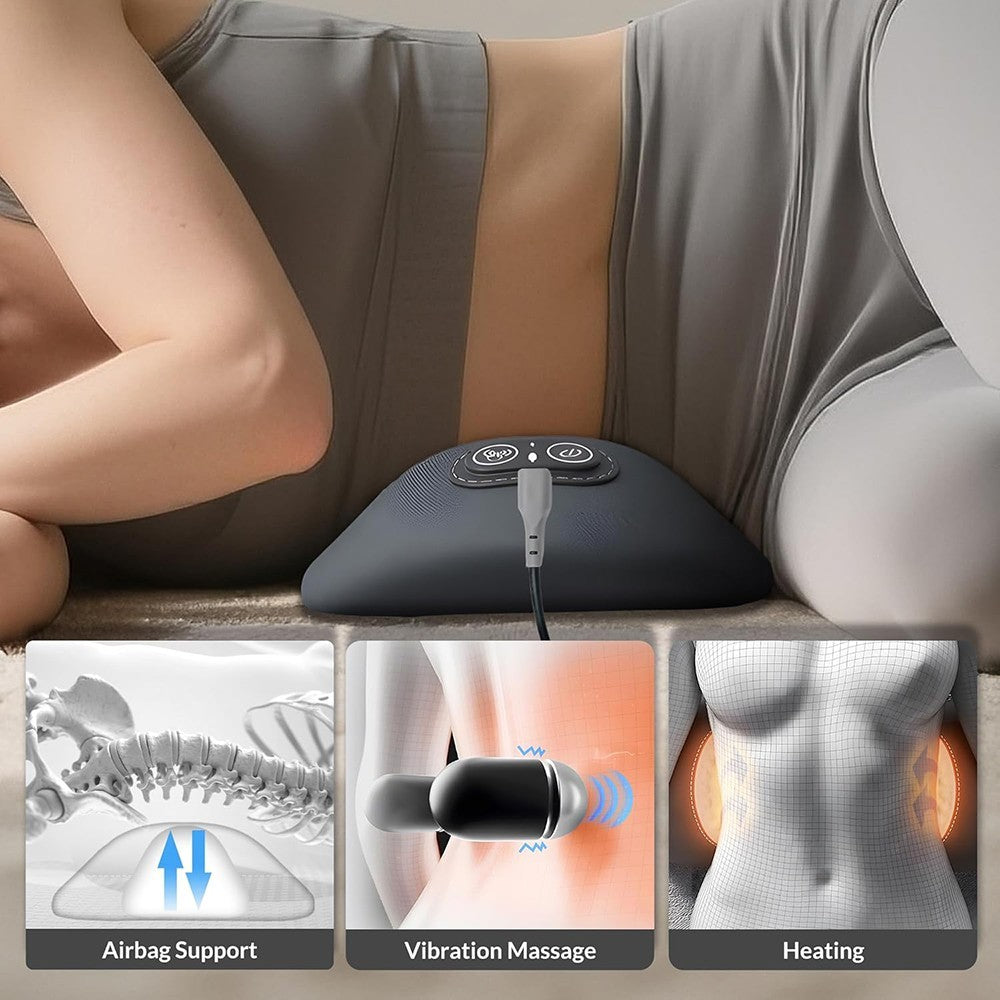 3In 1 Smooth Spine Triple Fusion Back Massager Electric Lumbar Support Pillow Wi