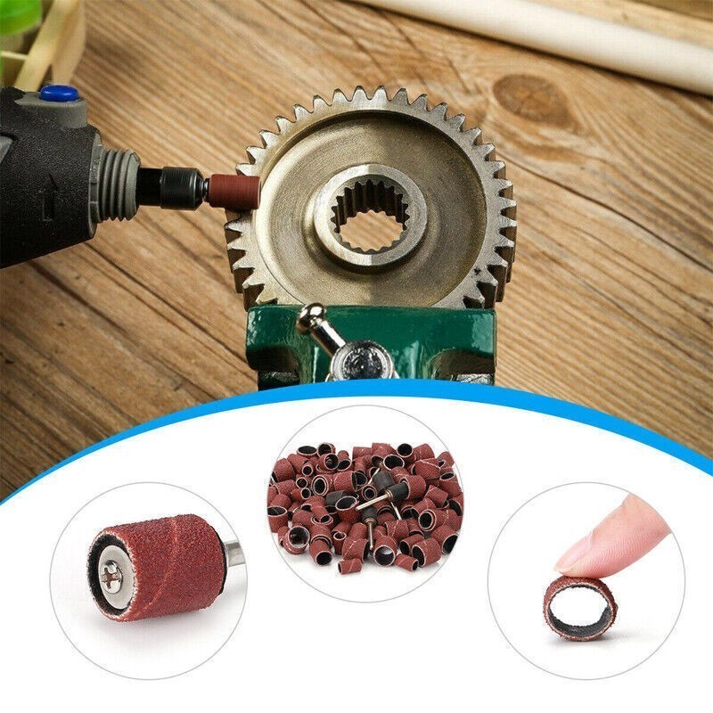 132Pcs Sanding Bands Drum Sleeve Grit Mandrel Dremel Rotary Tool Kit Accessories
