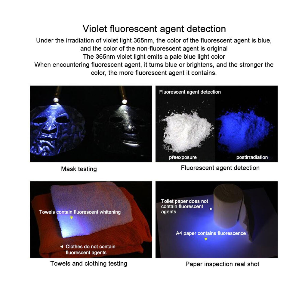 365nm Gemstone Identification Light UV White Yellow Light 3 In 1 LED Flashlig UK