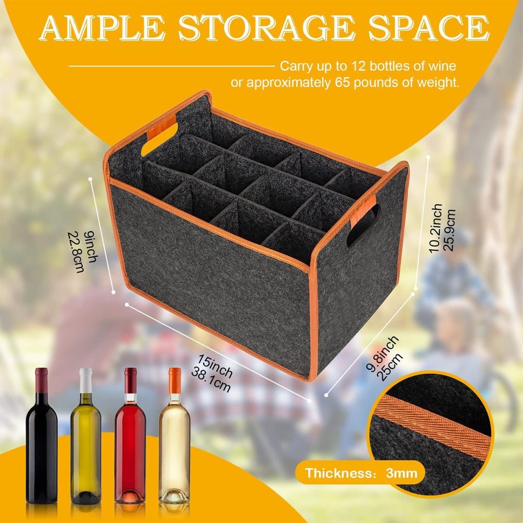 Wine Travel Bag 6/12-Bottle Felt Wine Carrier Storage Box with Divider