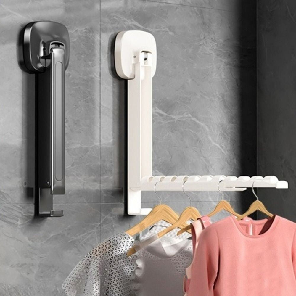 2X Wall-Mounted Clothes Drying Rack With Suction Cup Foldable Retractable Racks