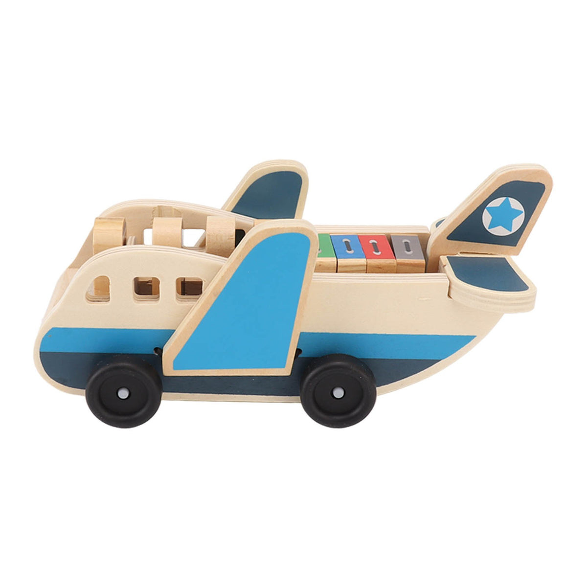 Wooden Toy Plane with Person & Suitcase Blocks Corrosion Resistant Building Set