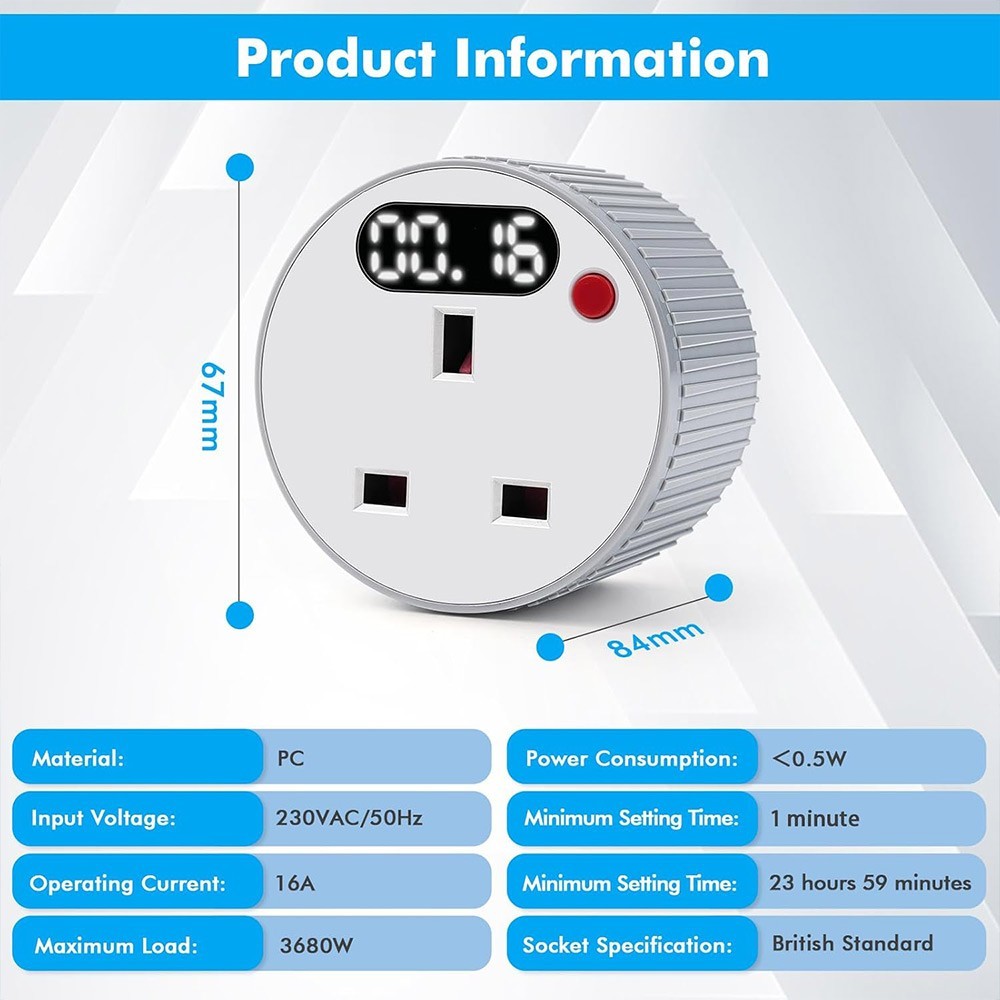 24 HOUR TIMER CLOCK SOCKET UK 3PIN MAINS PLUG IN TIMER SWITCH MECHANICAL