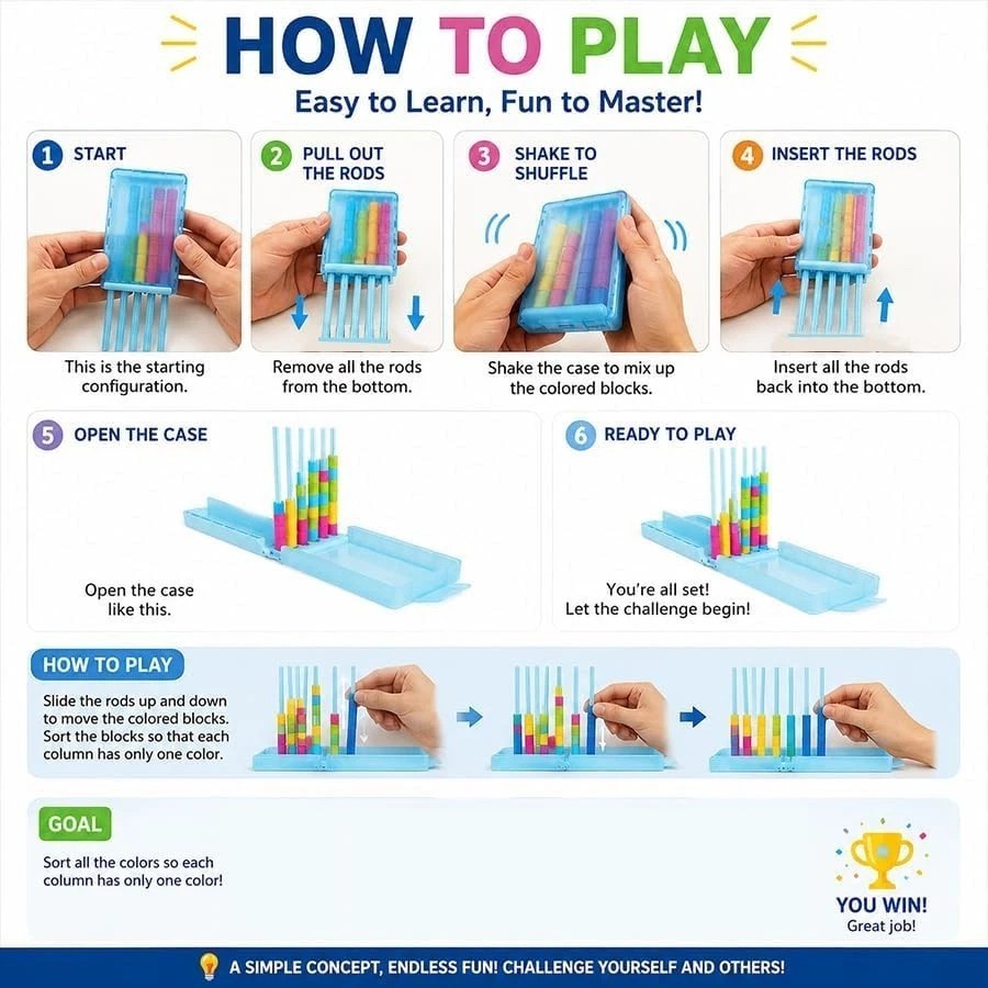 Mini Colour Stack Challenge Game, Color Matching Stacking Puzzle Game Kids Adult