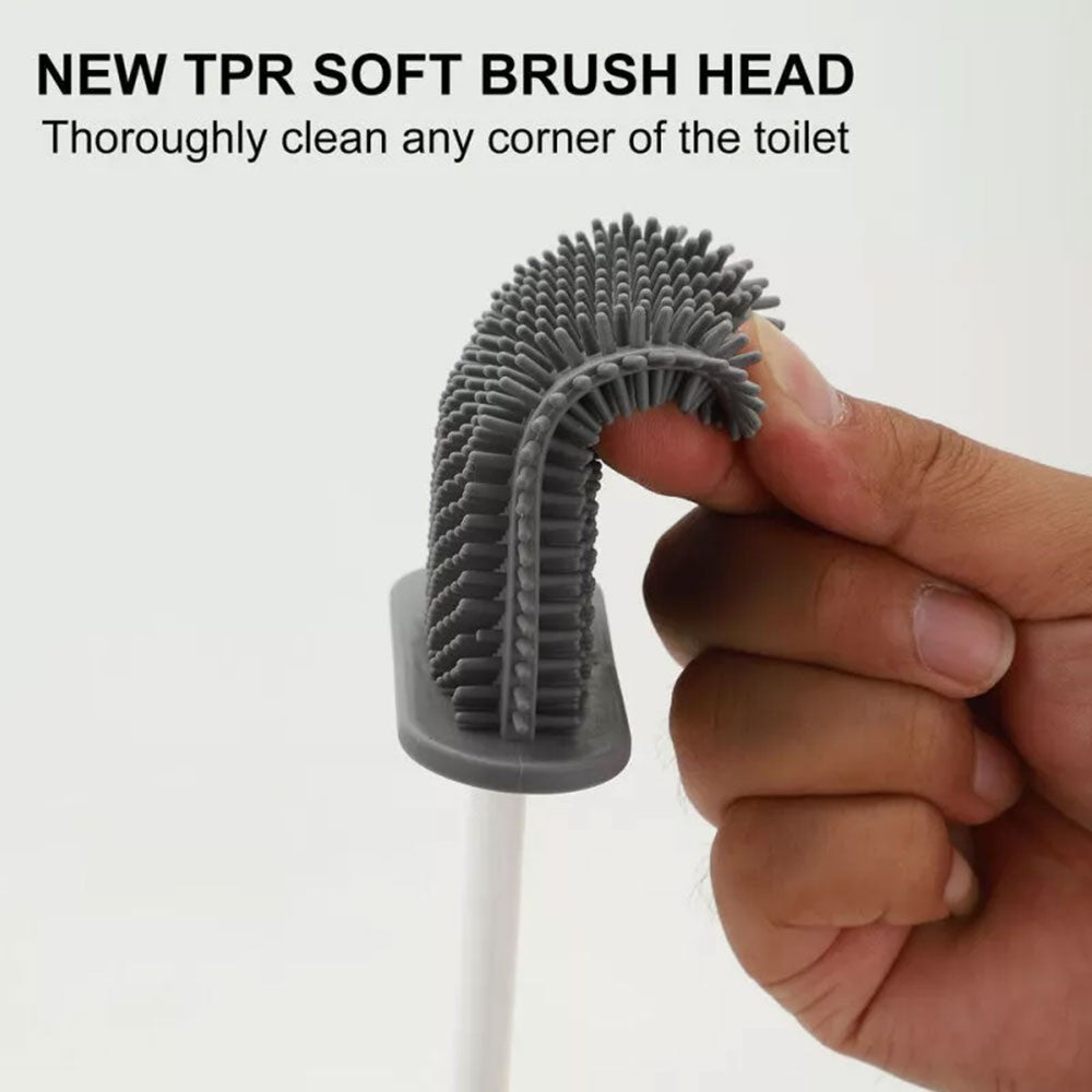 Silicone Toilet Brushes with Toilet Brush Holder Wall Hanging Bathroom Cleaning