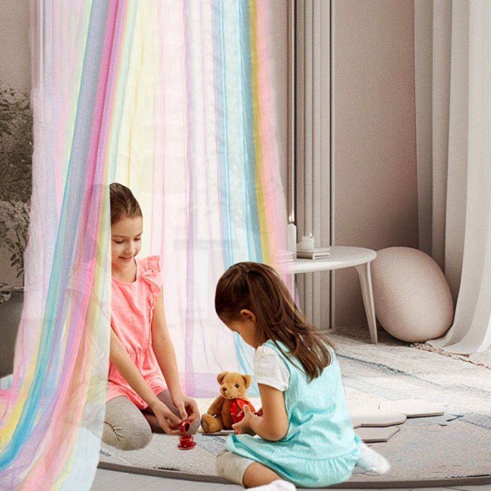 1pc Netting Canopy Bed Canopy Rainbow Color Bed Tent Dome Mosquito Net Summer