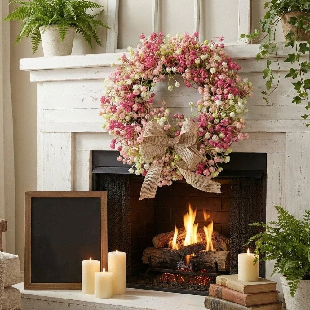Colorful Eucalyptus Wreath Round Artificial Flower Wreath Door Hanging Wreath