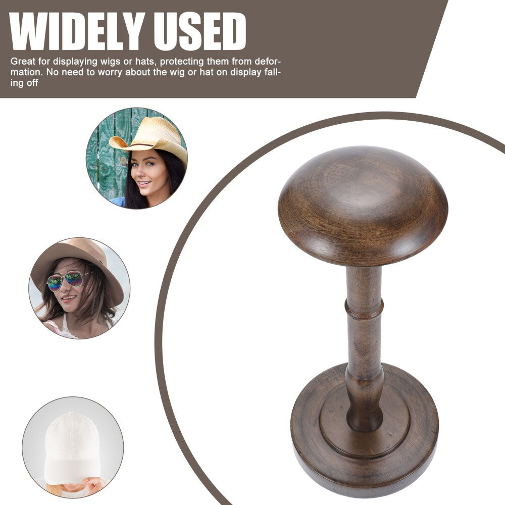 Wooden Hat Display Stand Coffee Color Hat Rack Stand Cap Organizer Hat Holder