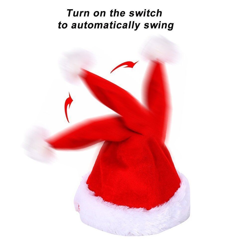 Christmas Xmas Novelty Santa Hat Cap For Musical Singing Moving Dancing Toy Gift