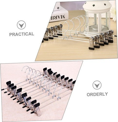 20-Strong Metal Clips Hangers Chrome Clothes Coat Trouser Skirt Non-slip Rack