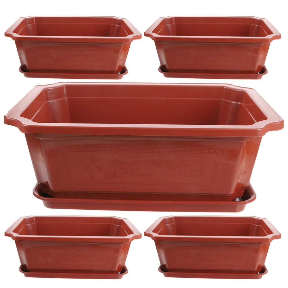 5 Sets of Bonsai Pot Large Size Flowerpot Bonsai Cultivation Pot with Tray H