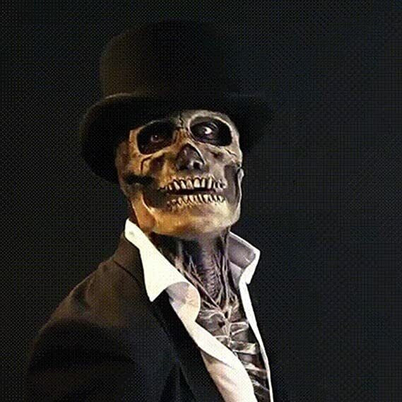 Halloween Party Scary Brain Moving Jaw Latex Full Head Skull Mask Skeleton Cos